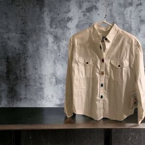 NWT Chaus Sport Vintage Western Button Down Geometric‎ Shirt Womens Large White